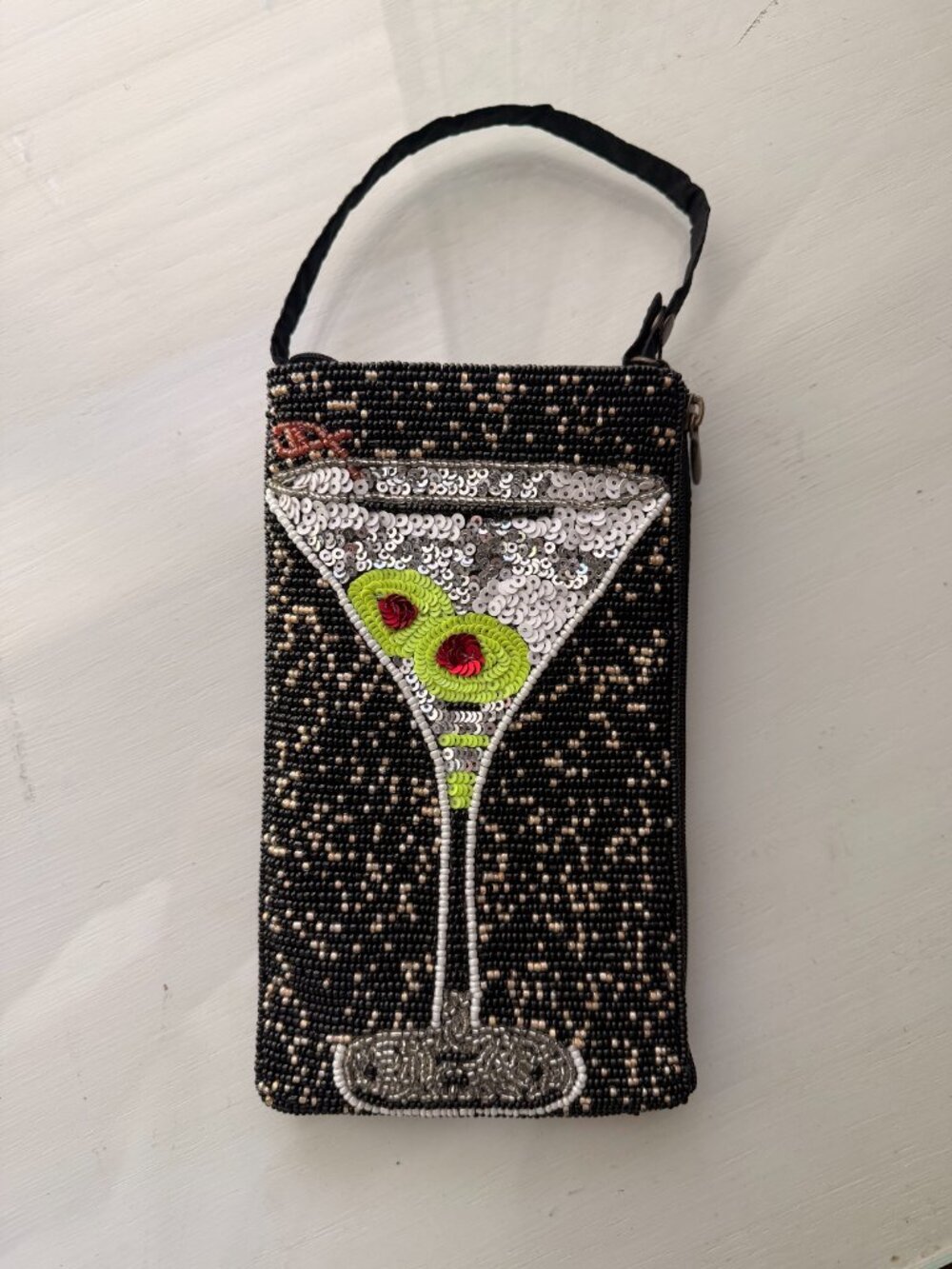 Beaded Dirty Martini Crossbody Bag | Sequin Cocktail Purse - Picture 2 of 5